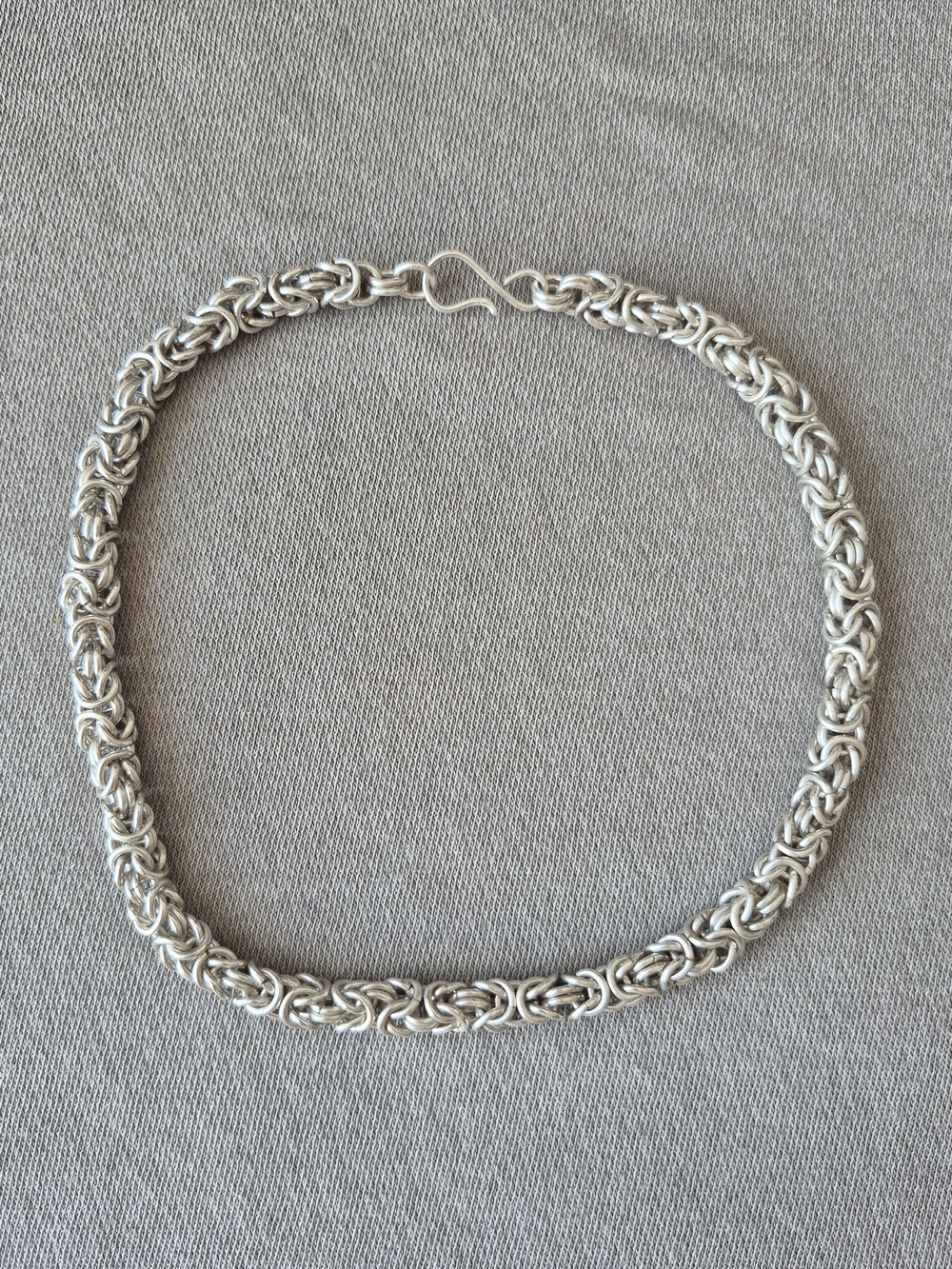 Sterling Silver Byzantine Chain Necklace - Silver